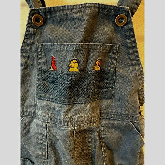 Kids short navy overalls bird duck turkey thanksgiving  Holliday 3t - Picture 3 of 6